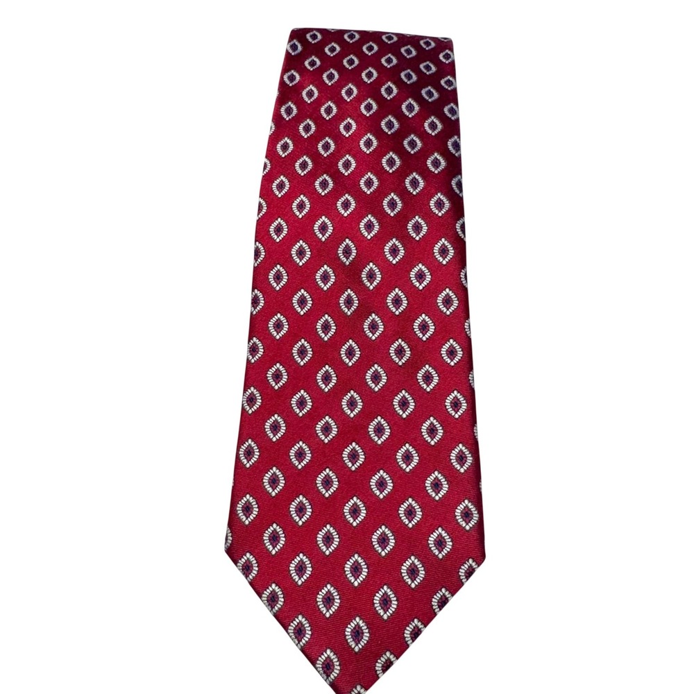 Jos A Bank Tie Mens‎ One Size Red Executive Collection Silk Geometric Pattern
